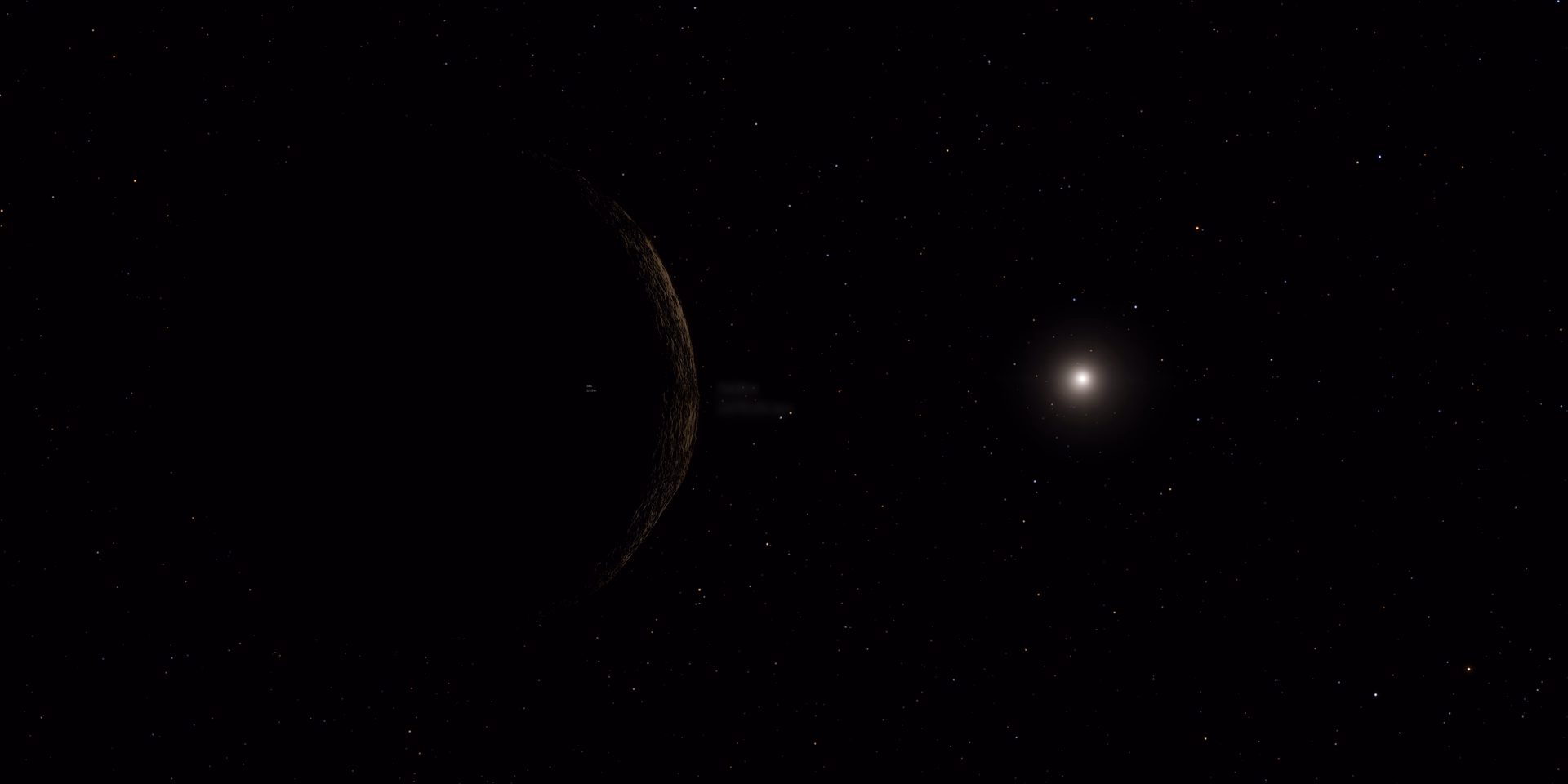 A screenshot of Sedna from Space Engine. The distant bright dot is the Sun.